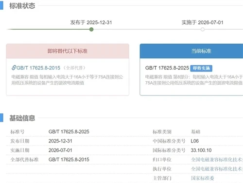 Uus teave|Uus standard GB/T 17625.8-2025 harmoonilise voolu piirangute kohta ...